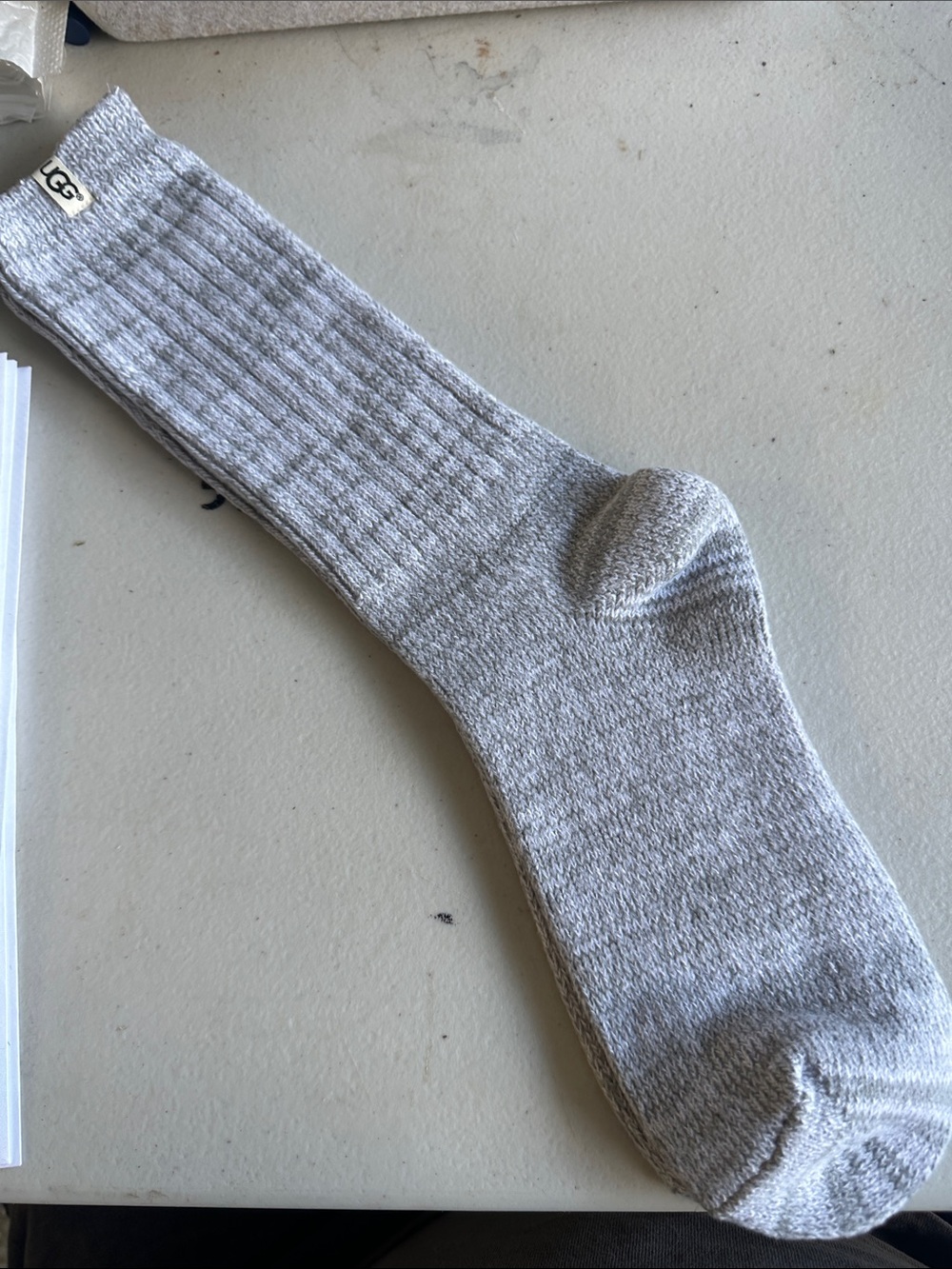 UGG Light Gray Ribbed Crew Sock
